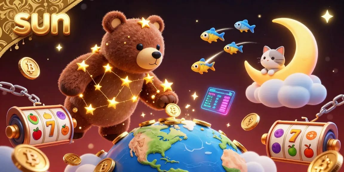 Experience thrilling gaming adventures with the sun in the vibrant constellation bear's cosmic casino scene.