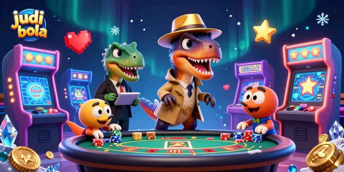 Experience thrilling judi bola betting with dynamic casino characters in rich 3D illustration.