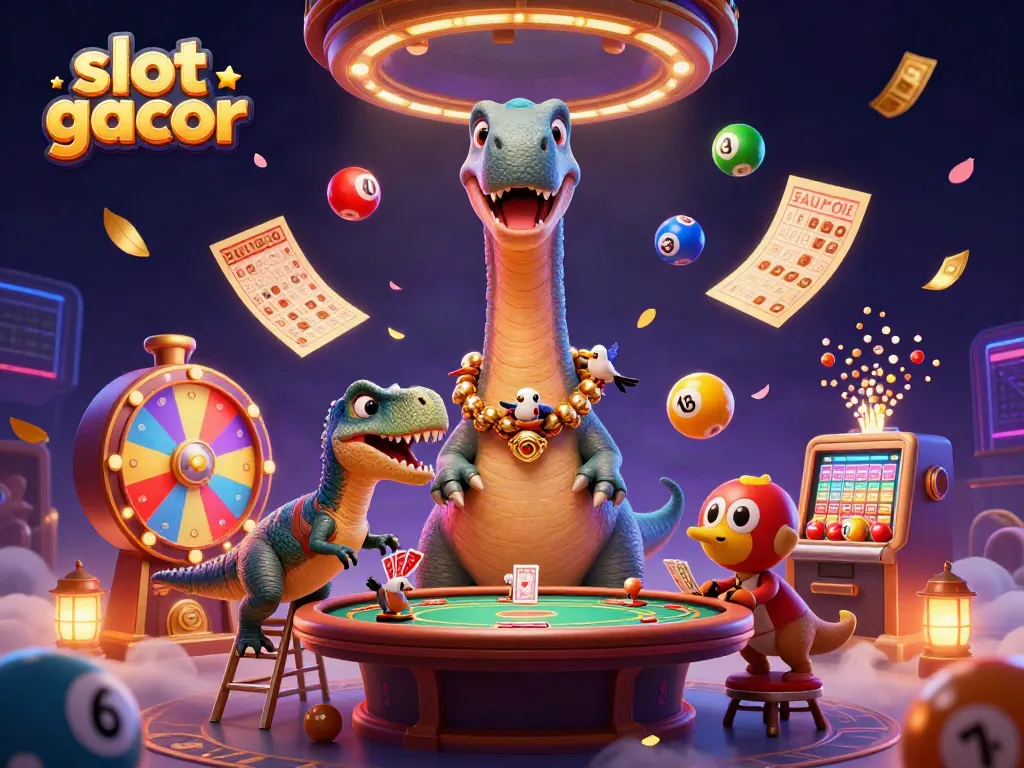 Experience the vibrant excitement of slot gacor with dynamic characters and game elements in an energetic casino scene.