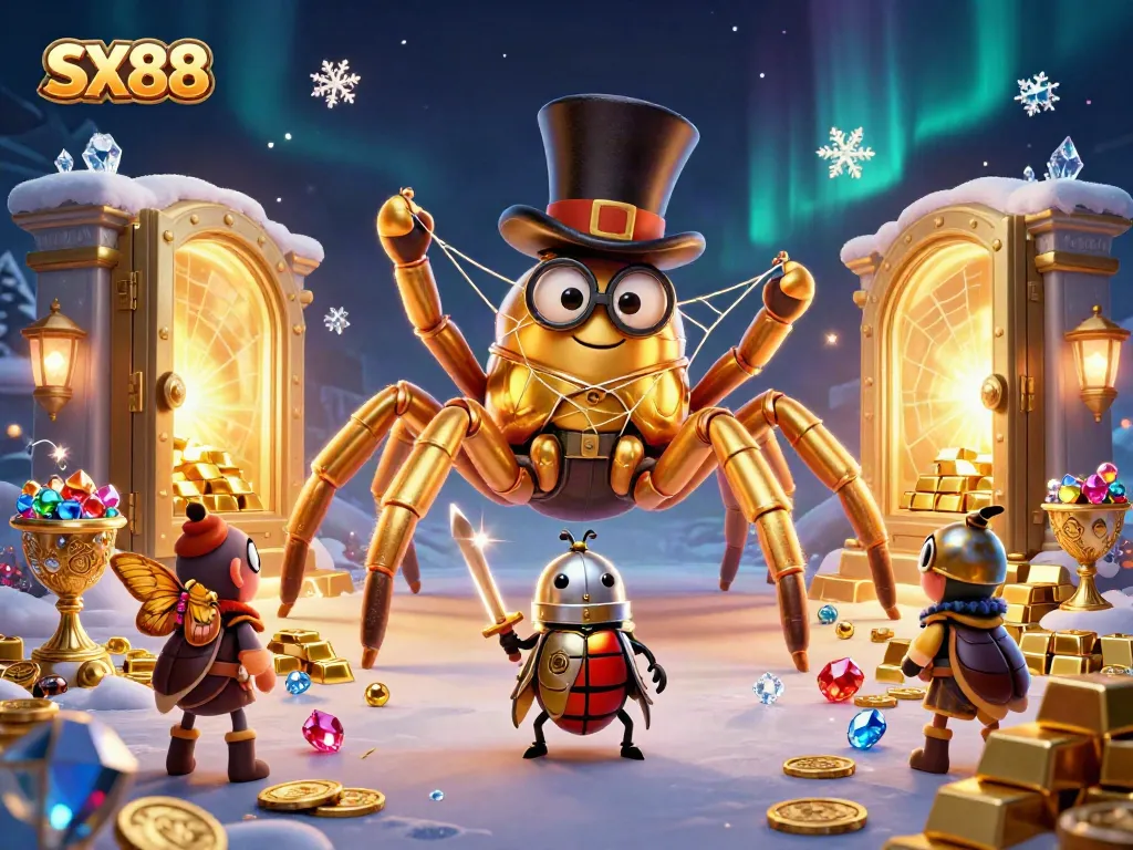 Experience the thrilling SX88 casino with golden treasures, a brave knight, and vibrant characters in action.