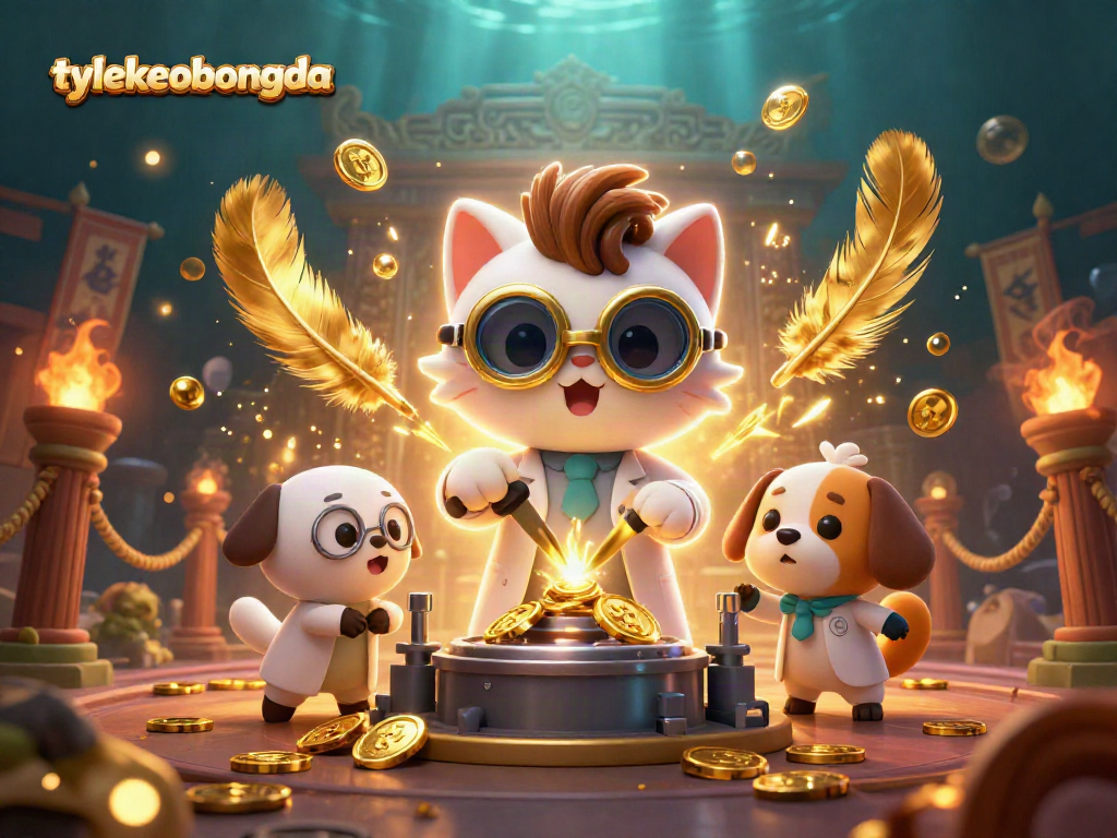 Engage with tylekeobongda as a mad scientist cat and assistant create gold coins amidst vibrant casino chaos.