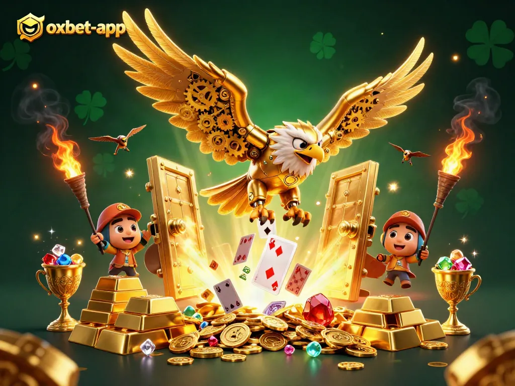 Experience thrilling jackpots with oxbet-app's exceptional features in a vibrant casino illustration.
