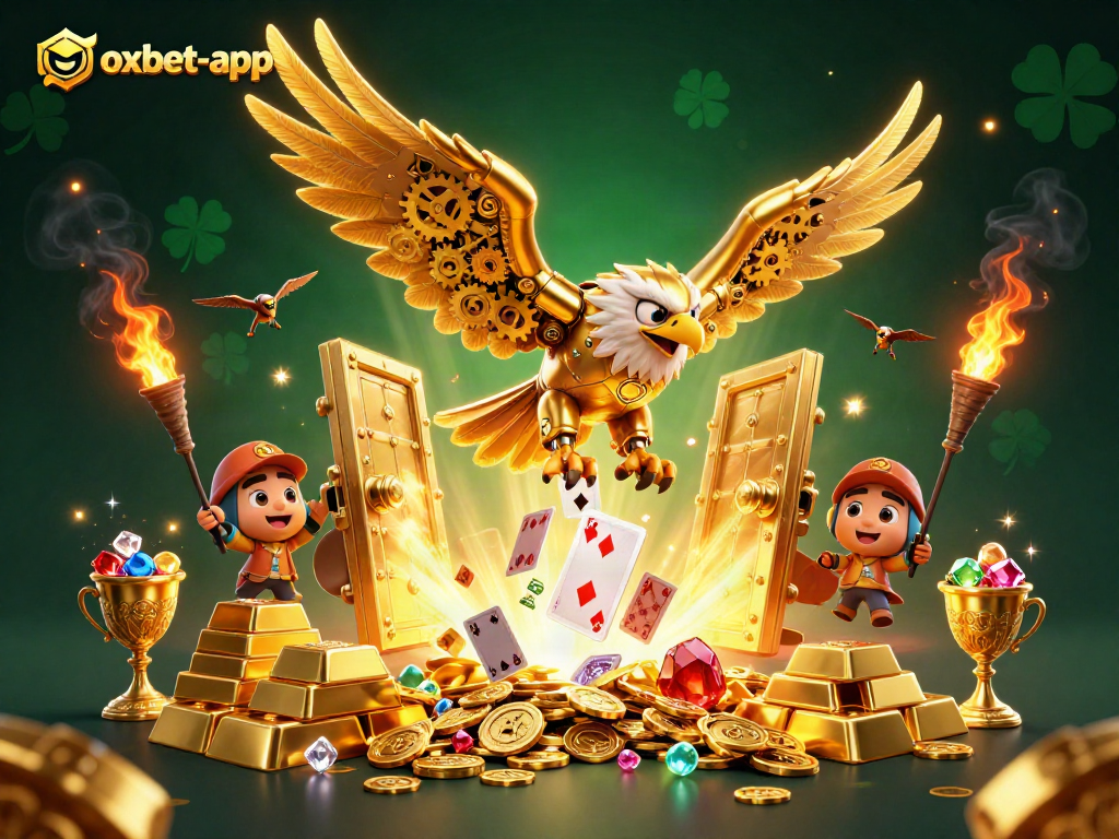 Experience thrilling jackpots with oxbet-app's exceptional features in a vibrant casino illustration.