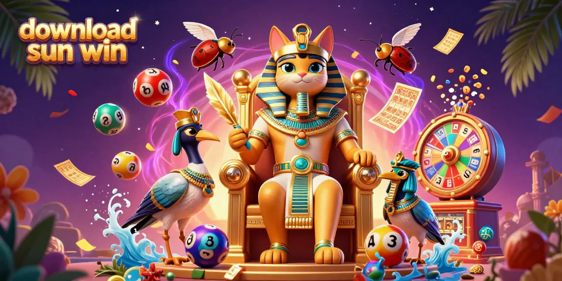 Experience thrilling rewards as you download sun win and dive into exciting lottery games featured in this vibrant scene.