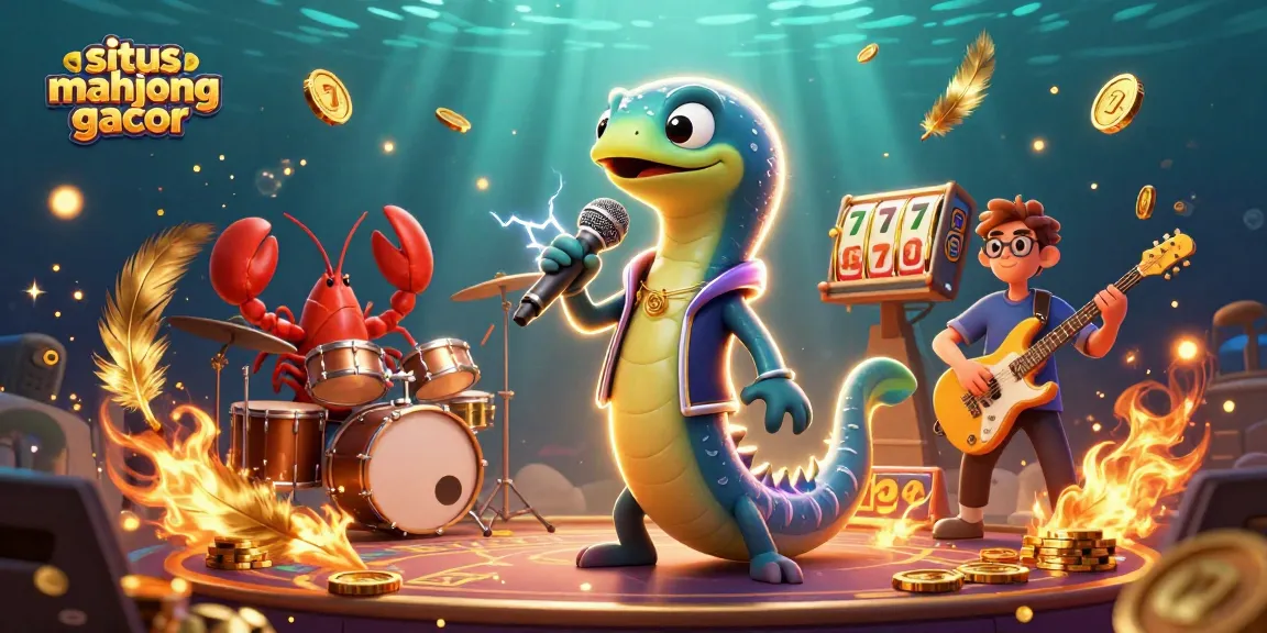 Experience the excitement of situs mahjong gacor with a lively underwater casino scene featuring a DJ eel.