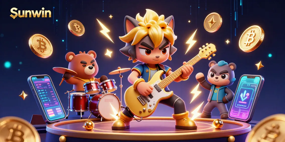 Engage with Sunwin's vibrant gaming action featuring 3D characters and cryptocurrency elements.