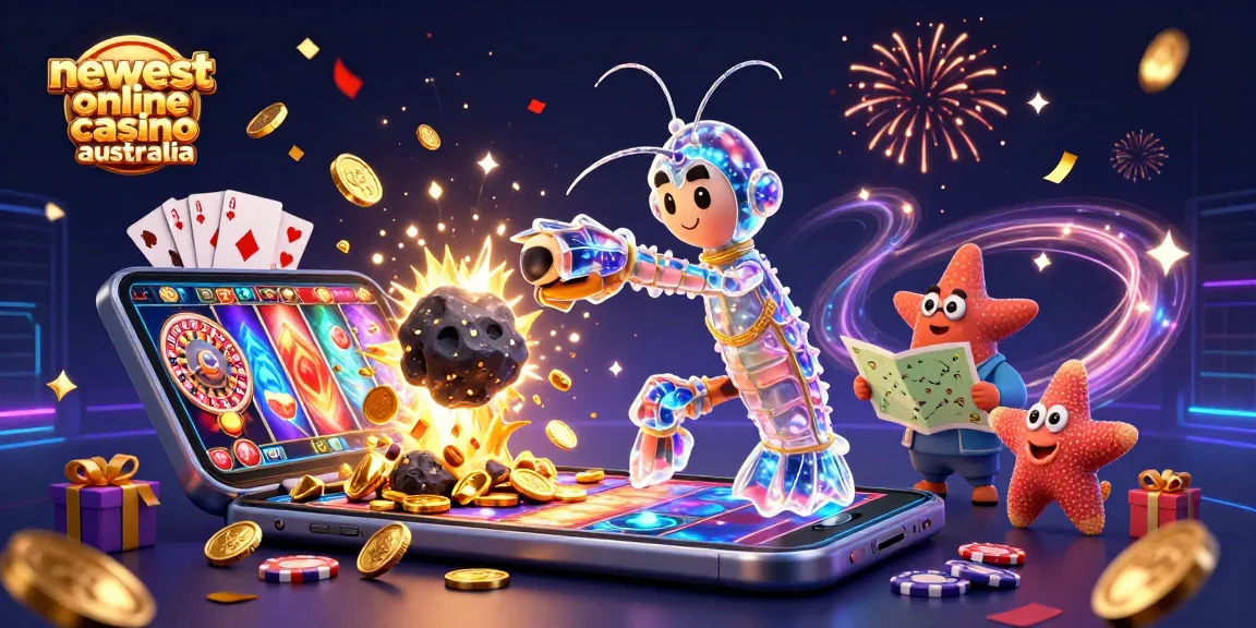 Experience the excitement of the newest online casino Australia with vibrant digital characters and casino elements.